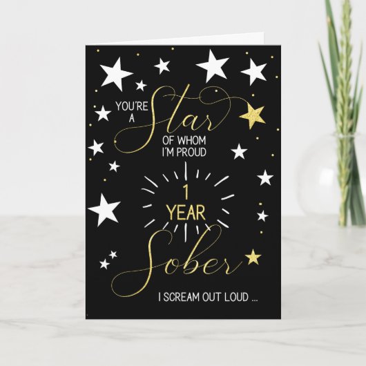 1 jaar Sobriety Jubileum You're a Star Kaart (Voorkant)