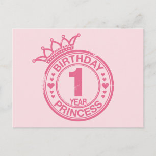 1 jaar - Verjaardag Prinses - roze Briefkaart