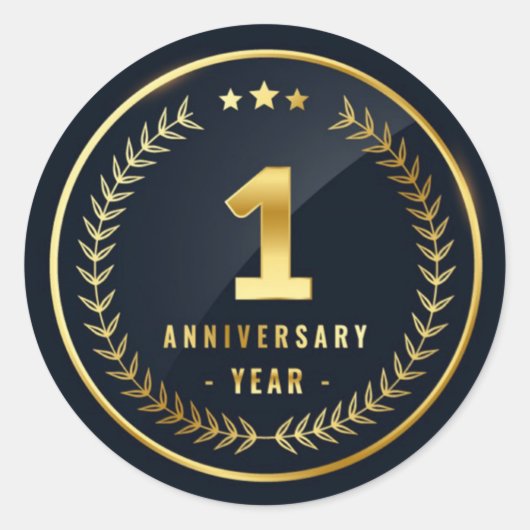 1 jaar verjaardag ronde sticker (Voorkant)