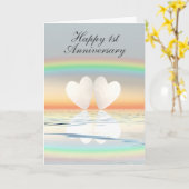 1-jarig jubileum Papieren Harten Kaart (Gele Bloem)