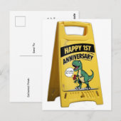 1-jarig jubileum trex rode rozen gele plastic bord briefkaart (Voorkant / Achterkant)