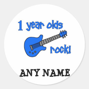 1-jarigen rock! Gepersonaliseerde baby's 1e verjaa Ronde Sticker