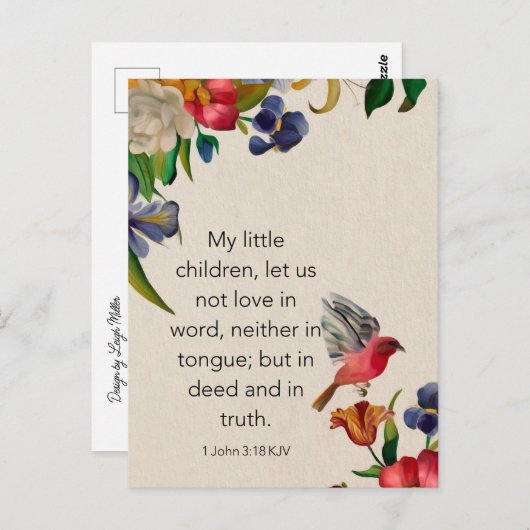 1 Jean 3:18 KJV Carte de mémorisation de verset bi (Devant / Derrière)