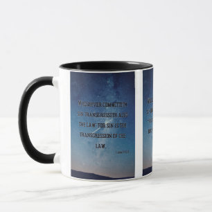 1 Jean 3:4 KJV Bible Verse Pic Mug Deux Tons
