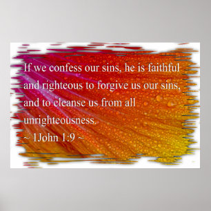1 Johannes 1:9 over het wit Poster