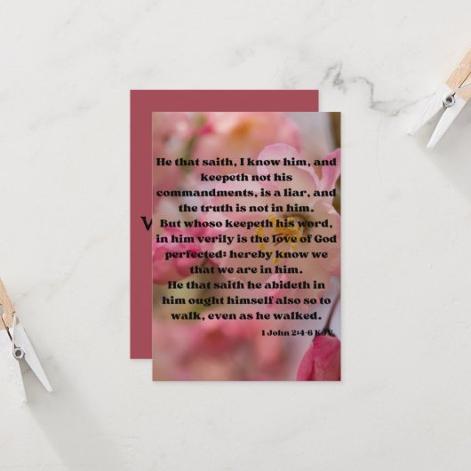 1 Johannes 2:4-6 KJV Bijbel Schrift Pic Groet Kaart (Voorkant / Achterkant in situ)