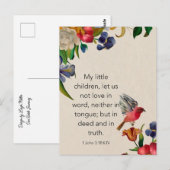 1 Johannes 3:18 KJV Bijbeltekst Geheugenkaart - Po Briefkaart (Voorkant / Achterkant)