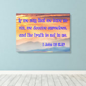 1 John 1:8 Bijbel Verse KJV Pic Wall Art Canvas Afdruk (Insitu (Houten vloer))