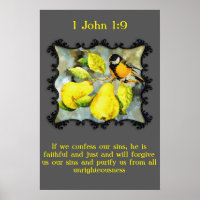 1 John 1:9 Zwarte en gele kanarie spotvogels