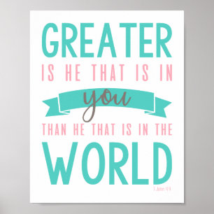 1 John 4:4 Bijbel Verse Christelijke Poster Wall A
