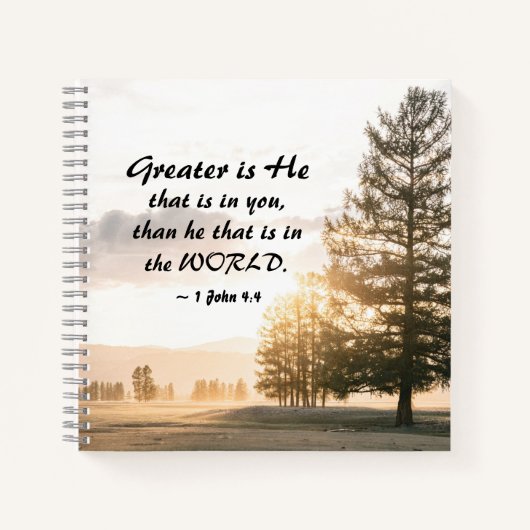 1 John 4:4 Greater is hij die in jou zit Notitieboek (Voorkant)