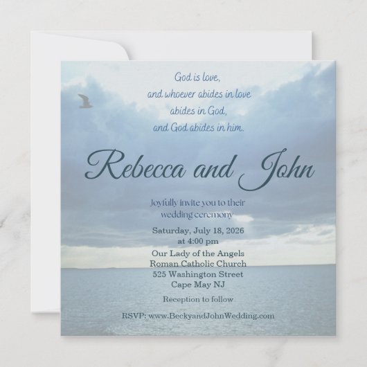 1 John Vintage Ocean Photo Wedding Invitation (Devant)