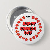 1 juli Happy Canada Day Ronde Button 7,6 Cm (Voorkant /achterkant)