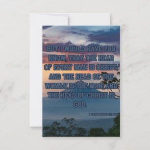 1 Korintiërs 11:3 Bijbelvers PIC Wenskaart Kaart