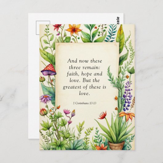 1 Korintiërs 13:13 Christelijk Bijbelvers Briefkaart (Voorkant / Achterkant)