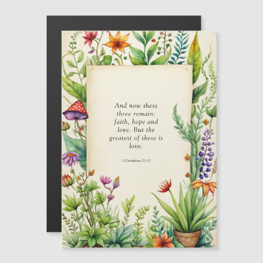 1 Korintiërs 13:13 Christelijk Bijbelvers Magnetische Uitnodiging (Voorkant / Achterkant)