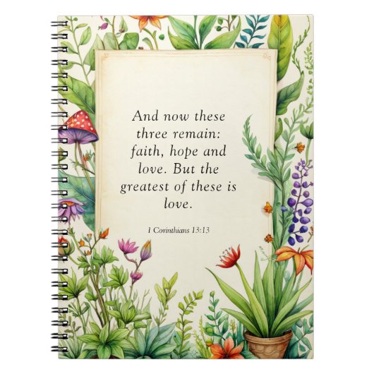 1 Korintiërs 13:13 Christelijk Bijbelvers Notitieboek (Voorkant)