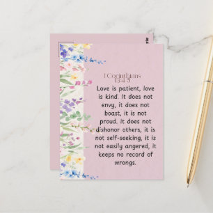 1 Korintiërs 13:4-5 Bijbelvers Afbeelding Briefkaart