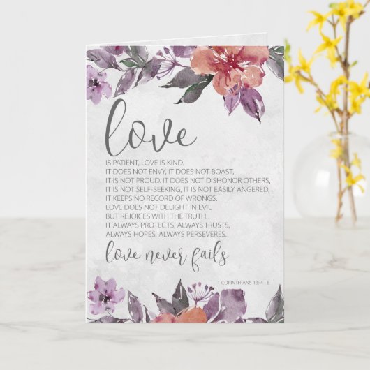 1 Korintiërs 13:4-8 Bijbeltekst Bloemige Trouwkaar Kaart (Gele Bloem)