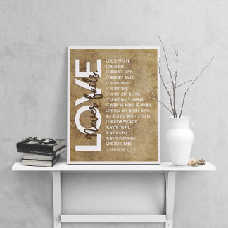 1 Korintiërs 13:4-8 Bijbelvers, Beige Poster