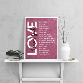 1 Korintiërs 13:4-8 Bijbelvers,  Bourgondië Poster