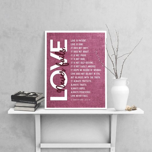 1 Korintiërs 13:4-8 Bijbelvers,  Bourgondië Poster