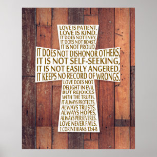 1 Korintiërs 13:4-8 Bijbelvers Liefde is Geduldig Poster