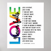1 Korintiërs 13:4-8 Bijbelvers, Regenboogkleur Poster (Voorkant)