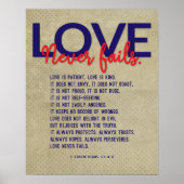1 Korintiërs 13:4-8 Bijbelvers, Tan Poster (Voorkant)