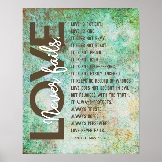 1 Korintiërs 13:4-8 Bijbelvers, wervelig Poster (Voorkant)