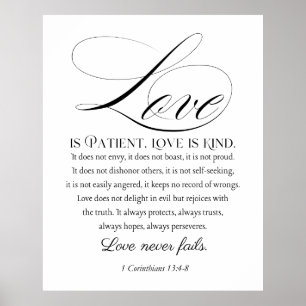 1 Korintiërs 13:4-8 Liefde is geduldig bruiloftsve Poster