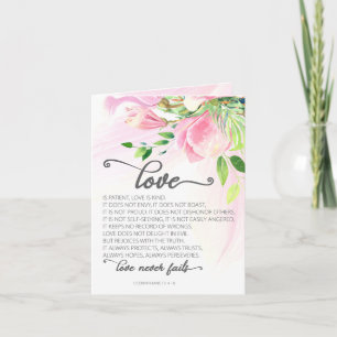 1 Korintiërs 13:4-8 Liefde is Geduldig Roze Magnol Kaart