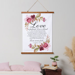 1 Korintiërs 13:4-8 Liefde is geduldige Bloemenbij Hangend Wandkleed