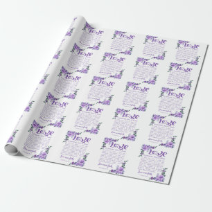 1 Korintiërs 13:4-8 Liefde is geduldige Paarse Blo Cadeaupapier