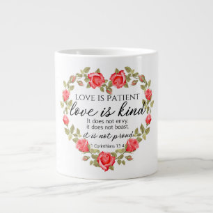 1 Korintiërs 13:4 Liefde is geduldig Bloemenhart Extra Grote Beker