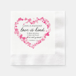 1 Korintiërs 13:4 Liefde is geduldig roze harten Servet