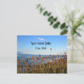 1 Korintiërs 13:8 Liefde mislukt nooit. Briefkaart (Staand voorkant)