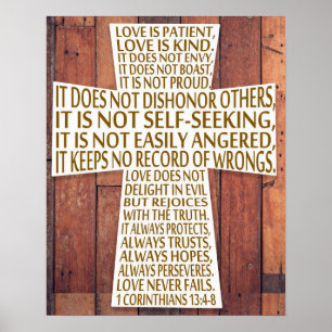1 Korintiërs 13 Liefdeshoofdstuk Kruis Rustiek Hou Poster