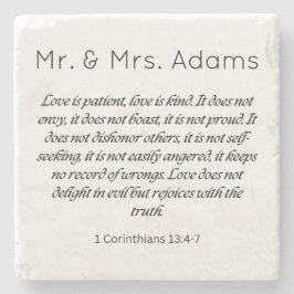 1 Korintiërs 13 Mr. Mrs. achternaam bruiloft Stenen Onderzetter