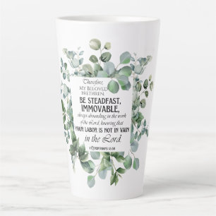 1 Korintiërs 15:58 Inspirerend verzen Eucalyptus Latte Mok