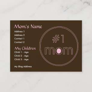 #1 Mam - Mammie-kaart - Bruin & Roze design Contactkaartje