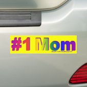 #1 Mam Rainbow 3D Gele Bumpersticker (Op auto)