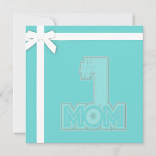 #1 MAMAN - Carte de fête des Mères bleue élégante
