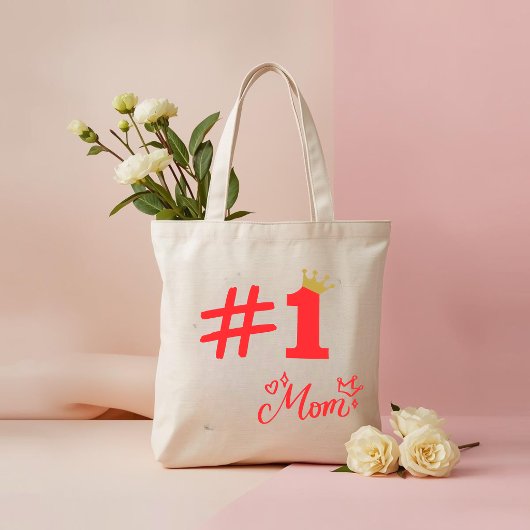 #1 Mom Love Personalized Tote Bag