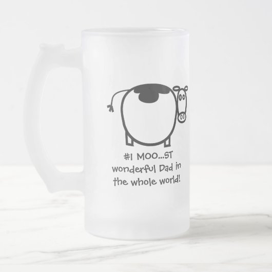 #1 Moo...st Wonderful Father - Gepersonaliseerd Matglas Bierpul (Links)