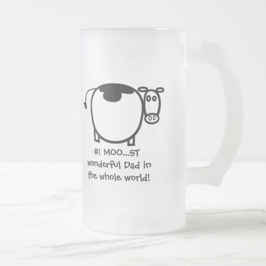#1 Moo...st Wonderful Father - Gepersonaliseerd Matglas Bierpul (Rechts)