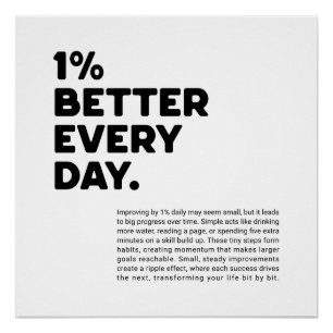 1% motivatie elke dag beter perfect poster