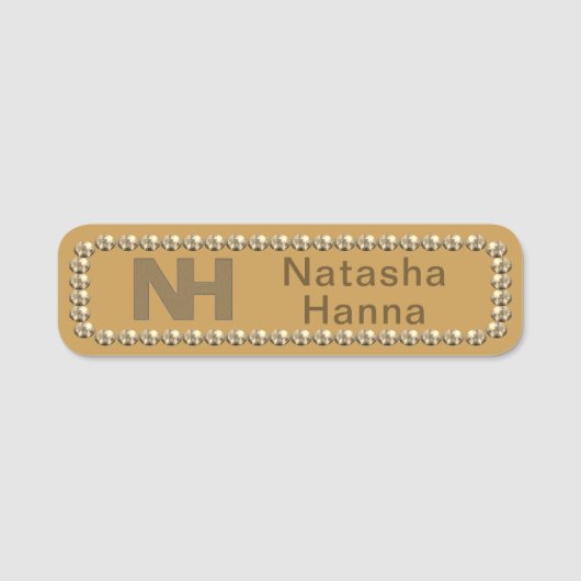 1" Natasha Hanna Or Bling Étiquette de nom  (Devant)