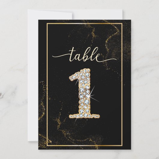1 Numéros de Table Imprimables Diamant Élégant (Devant)