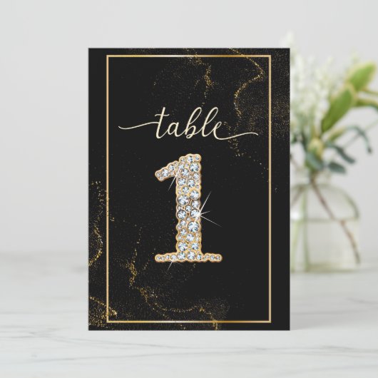 1 Numéros de table imprimables diamant élégant (Debout devant)